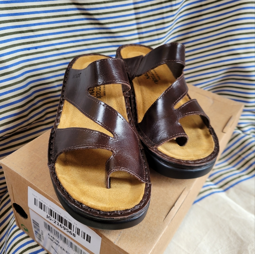 NAOT Monterey brown leather platform sandal | size 6 eu 37 NWT